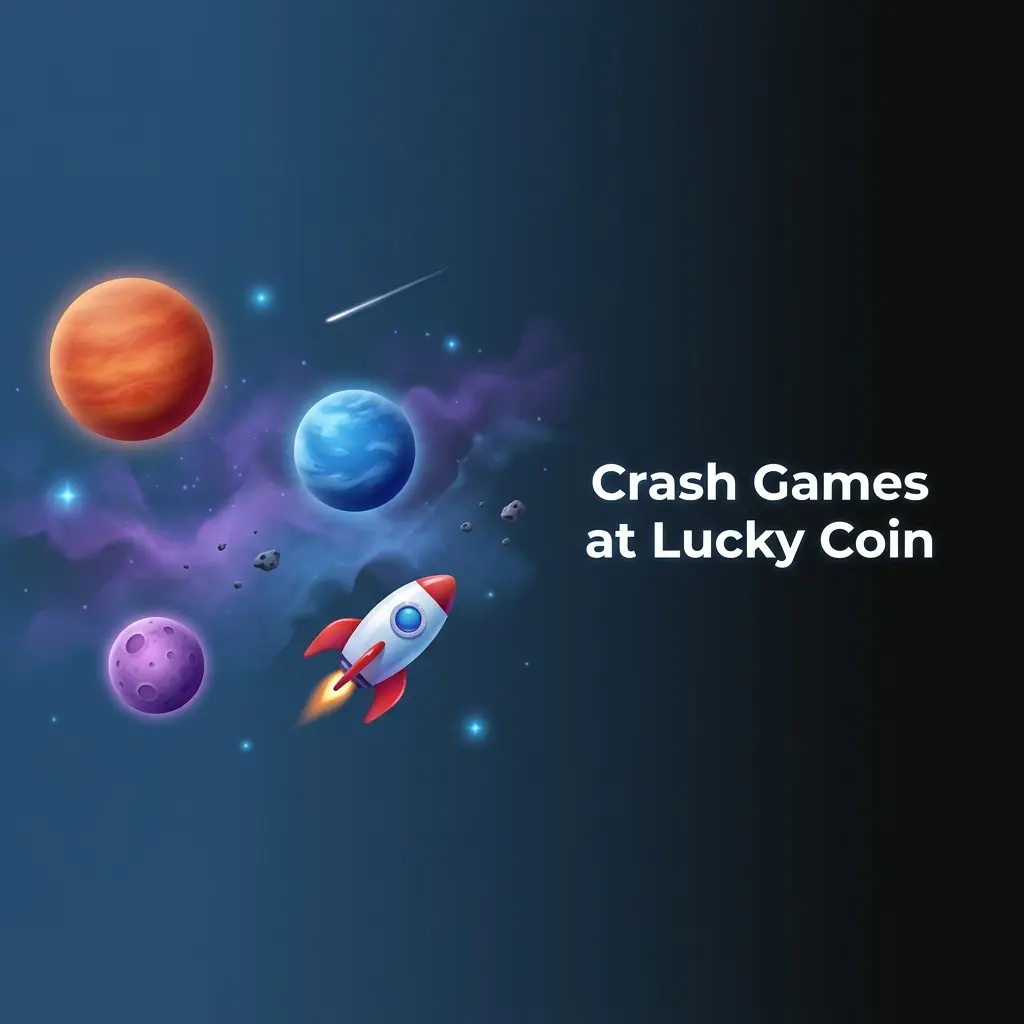 Crash game multiplier rising on screen at Lucky Coin casino with cash out button active during a live round