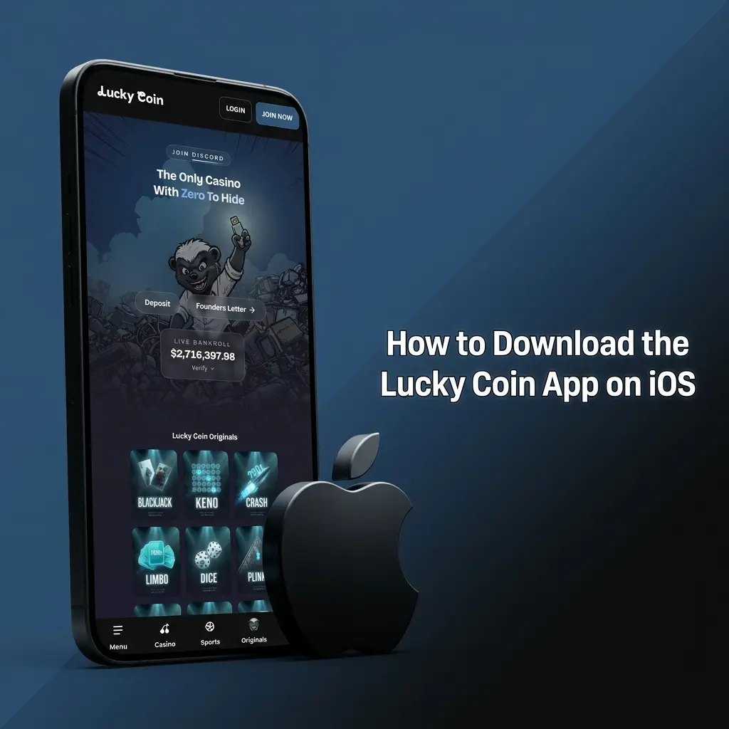 Lucky Coin app download guide for iOS showing App Store and Safari PWA installation options for iPhone and iPad