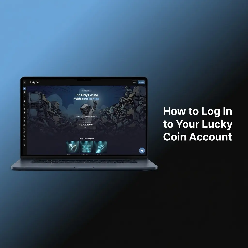 Lucky Coin Australia login page showing SSL-secured sign-in steps for desktop, mobile, and app access