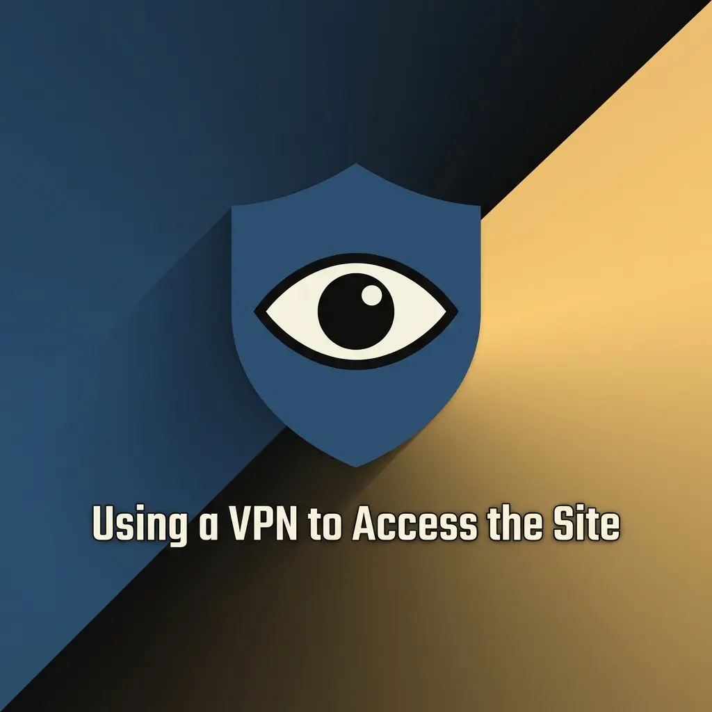 Person configuring a VPN on a device to securely access a restricted site, with privacy and fraud risk considerations shown