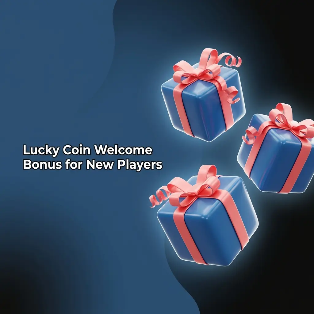 Lucky Coin welcome bonus offering 300 free spins and 35% rewards on first deposit of AUD 20 for new players