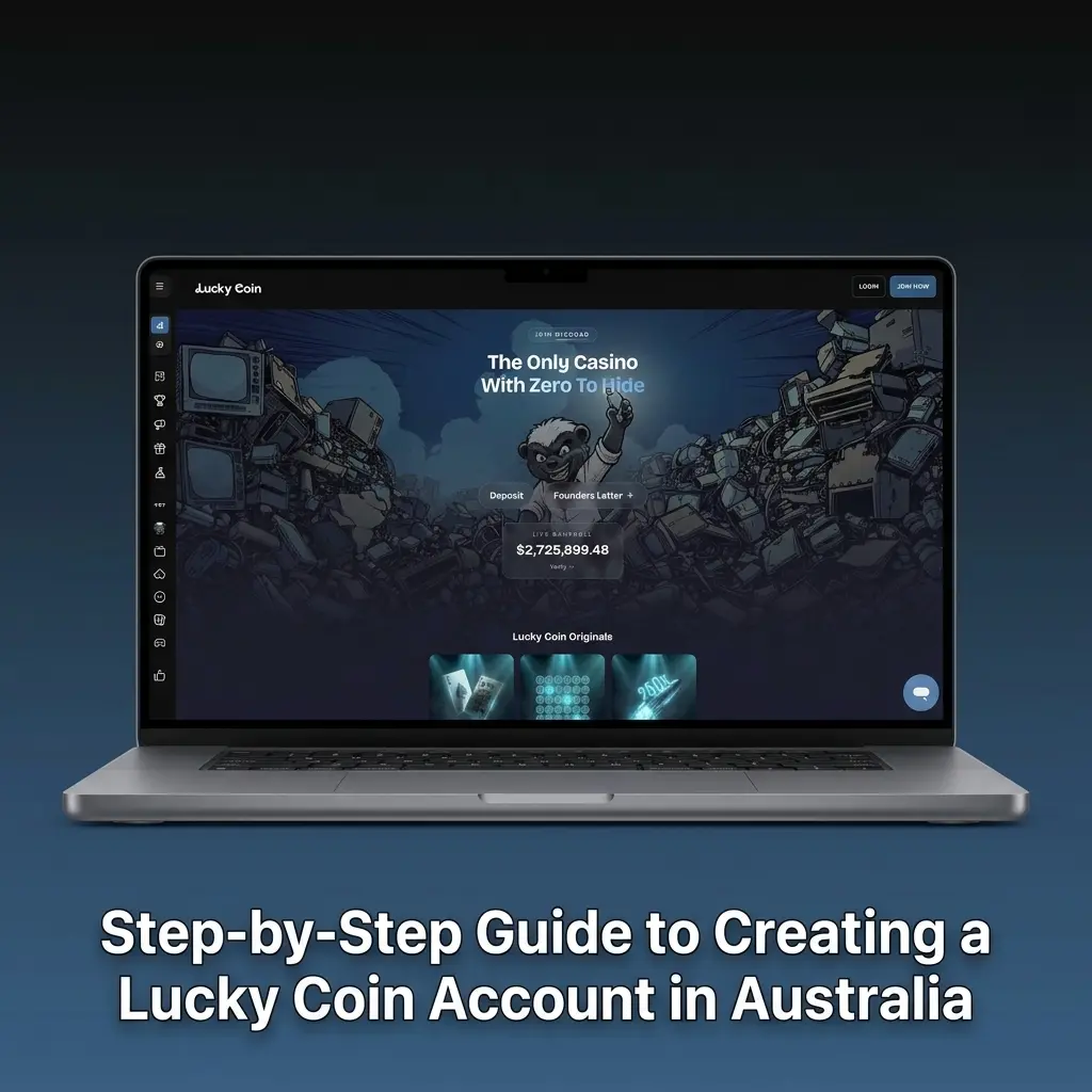 Step-by-step Lucky Coin account registration guide for Australian players showing sign-up form and verification process