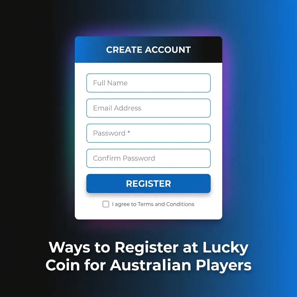 Lucky Coin casino registration methods for Australian players including email, social media, one-click, and PWA options